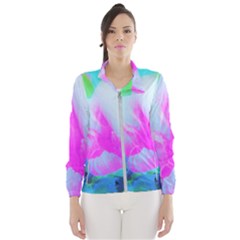 Abstract Pink Hibiscus Bloom With Flower Power Windbreaker (women) by myrubiogarden