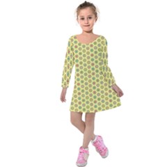 A Hexagonal Pattern Kids  Long Sleeve Velvet Dress by Pakrebo
