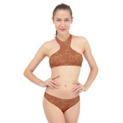 Autumn Leaves Repeat Pattern High Neck Bikini Set by Pakrebo