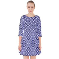 Wreath Differences Indigo Deep Blue Smock Dress by Pakrebo