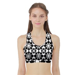 Mosaic Floral Repeat Pattern Sports Bra With Border by Pakrebo