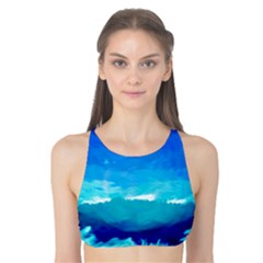 Blue Sky Artwork Drawing Painting Tank Bikini Top by Pakrebo