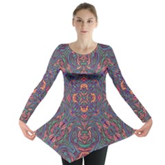 Tile Repeating Colors Textur Long Sleeve Tunic  by Pakrebo
