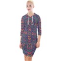 Tile Repeating Colors Textur Quarter Sleeve Hood Bodycon Dress View1