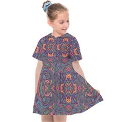Tile Repeating Colors Textur Kids  Sailor Dress by Pakrebo