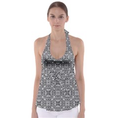 Black White Geometric Background Babydoll Tankini Top by Pakrebo