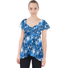 Star Hexagon Blue Deep Blue Light Lace Front Dolly Top by Pakrebo