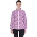 Texture Flower Background Pink High Neck Windbreaker (Women) View1