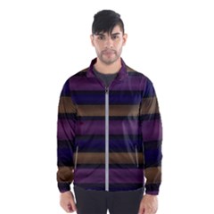 Stripes Pink Yellow Purple Grey Windbreaker (men) by BrightVibesDesign