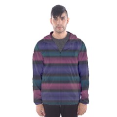 Stripes Pink Purple Teal Grey Hooded Windbreaker (men) by BrightVibesDesign