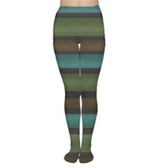 Stripes Teal Yellow Brown Grey Tights by BrightVibesDesign
