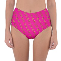 No Step On Snek Pattern Pink Background Meme Reversible High-waist Bikini Bottoms by snek