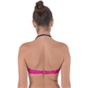 No Step On Snek Pattern Pink background Meme Halter Bandeau Bikini Top View2