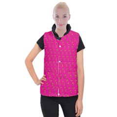 No Step On Snek Pattern Pink Background Meme Women s Button Up Vest by snek