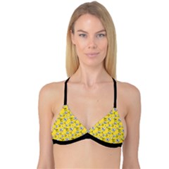 No Step On Snek Do Not Bubble Speech Pattern Yellow Background Meme Reversible Tri Bikini Top by snek
