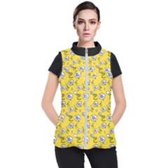 No Step On Snek Do Not Bubble Speech Pattern Yellow Background Meme Women s Puffer Vest by snek