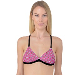 No Step On Snek Do Not Bubble Speech Pattern Pink Background Meme Reversible Tri Bikini Top by snek