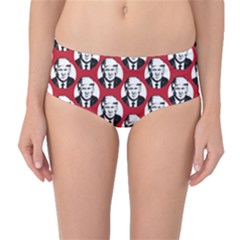 Trump Retro Face Pattern Maga Red Us Patriot Mid-waist Bikini Bottoms by snek
