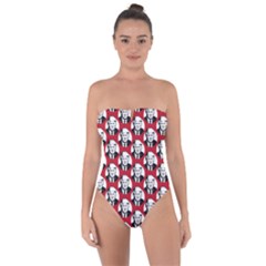 Trump Retro Face Pattern Maga Red Us Patriot Tie Back One Piece Swimsuit by snek