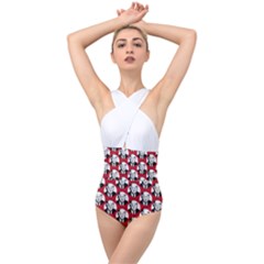 Trump Retro Face Pattern Maga Red Us Patriot Cross Front Low Back Swimsuit by snek