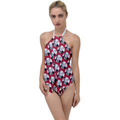 Trump Retro Face Pattern Maga Red Us Patriot Go With The Flow One Piece Swimsuit by snek