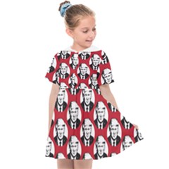 Trump Retro Face Pattern Maga Red Us Patriot Kids  Sailor Dress by snek