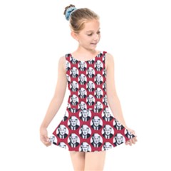 Trump Retro Face Pattern Maga Red Us Patriot Kids  Skater Dress Swimsuit by snek