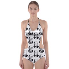 Trump Retro Face Pattern Maga Black And White Us Patriot Cut-out One Piece Swimsuit by snek