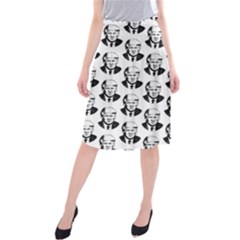 Trump Retro Face Pattern Maga Black And White Us Patriot Midi Beach Skirt by snek