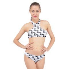 Trump Retro Face Pattern Maga Black And White Us Patriot High Neck Bikini Set by snek