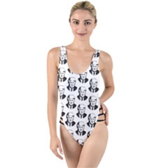 Trump Retro Face Pattern Maga Black And White Us Patriot High Leg Strappy Swimsuit by snek