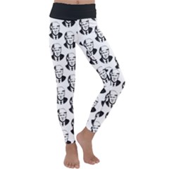 Trump Retro Face Pattern Maga Black And White Us Patriot Kids  Lightweight Velour Classic Yoga Leggings by snek