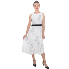 A-ok Perfect Handsign Maga Pro-trump Patriot Black And White Midi Tie-back Chiffon Dress by snek