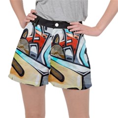 Blue Face King Graffiti Street Art Urban Blue And Orange Face Abstract Hiphop Stretch Ripstop Shorts by genx