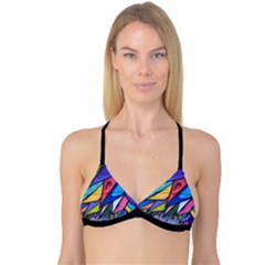 Urban Colorful Graffiti Brick Wall Industrial Scale Abstract Pattern Reversible Tri Bikini Top by genx