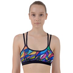 Urban Colorful Graffiti Brick Wall Industrial Scale Abstract Pattern Line Them Up Sports Bra by genx