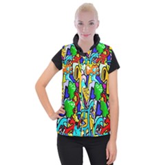 Graffiti Abstract With Colorful Tubes And Biology Artery Theme Women s Button Up Vest by genx