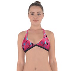 Graffiti Watermelon Pink With Light Blue Drops Retro Halter Neck Bikini Top by genx