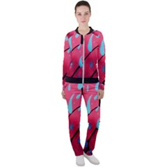 Graffiti Watermelon Pink With Light Blue Drops Retro Casual Jacket And Pants Set by genx