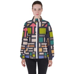 Door Stained Glass Stained Glass High Neck Windbreaker (women)