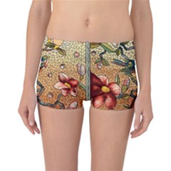 Flower Cubism Mosaic Vintage Reversible Boyleg Bikini Bottoms by Pakrebo