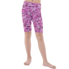 Pink Camouflage Army Military Girl Kids  Mid Length Swim Shorts by snek