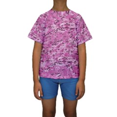 Pink Camouflage Army Military Girl Kids  Short Sleeve Swimwear by snek