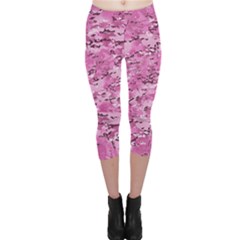 Pink Camouflage Army Military Girl Capri Leggings  by snek