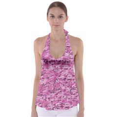 Pink Camouflage Army Military Girl Babydoll Tankini Top by snek