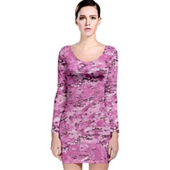 Pink Camouflage Army Military Girl Long Sleeve Velvet Bodycon Dress by snek