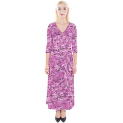 Pink Camouflage Army Military Girl Quarter Sleeve Wrap Maxi Dress by snek