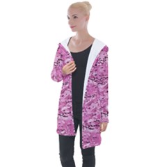 Pink Camouflage Army Military Girl Longline Hooded Cardigan by snek