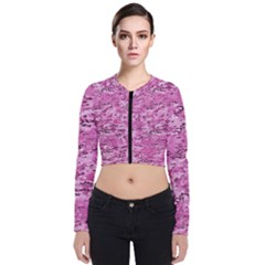 Pink Camouflage Army Military Girl Long Sleeve Zip Up Bomber Jacket by snek