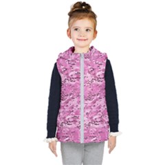 Pink Camouflage Army Military Girl Kids  Hooded Puffer Vest by snek